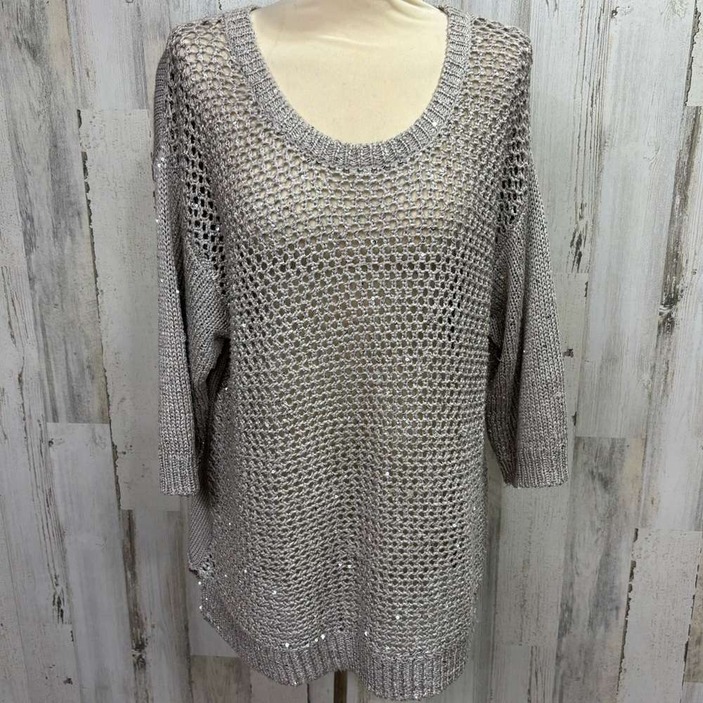 Lane Bryant Plus Size Metallic Crochet Knit Sweater